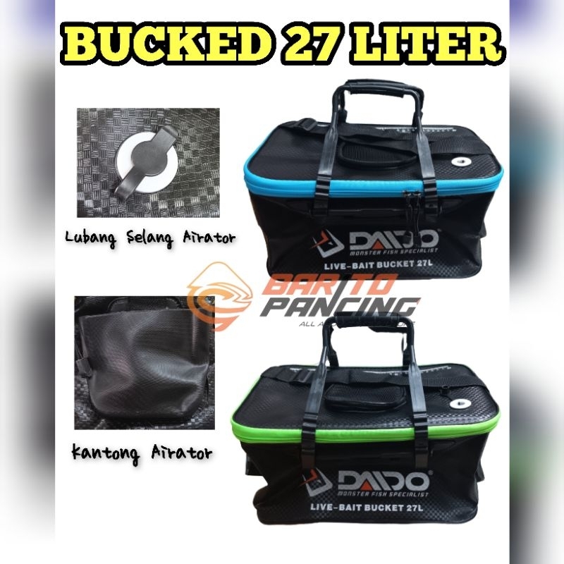 Daido Live Bait 27 Liter Carrier Bag Tempat Ikan Waterproof Tas Ikan Selempang