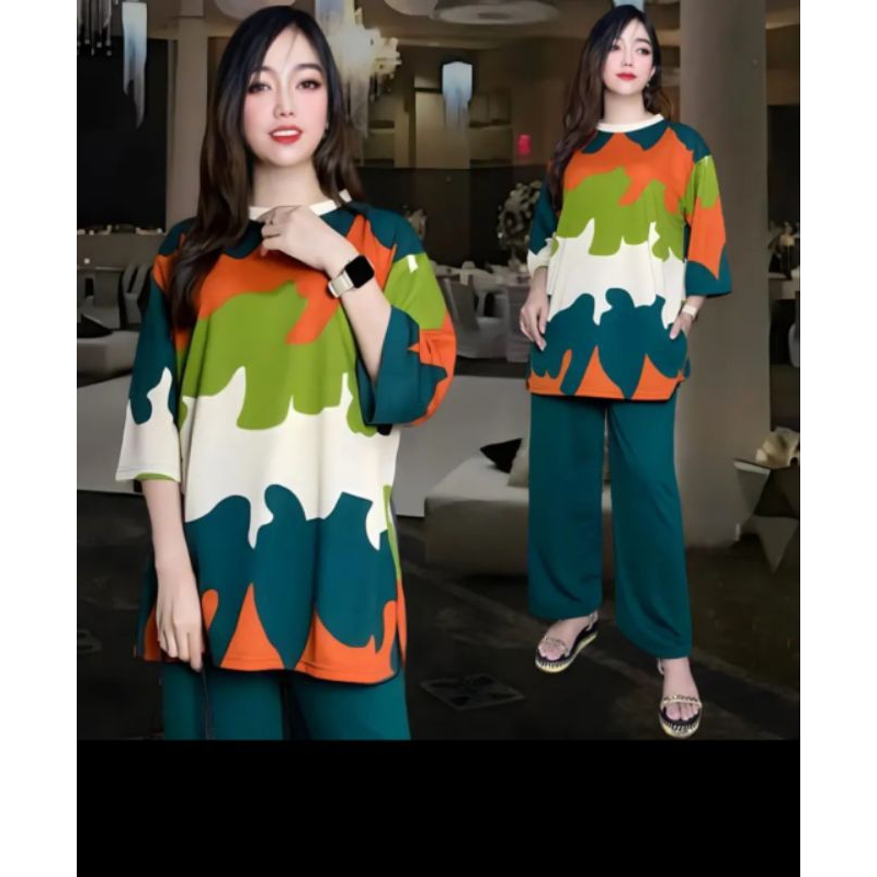 Cinta_official - Setelan wanita jumbo celana kulot  baju stelan ld sampai 120 ke 140 baju celana mod