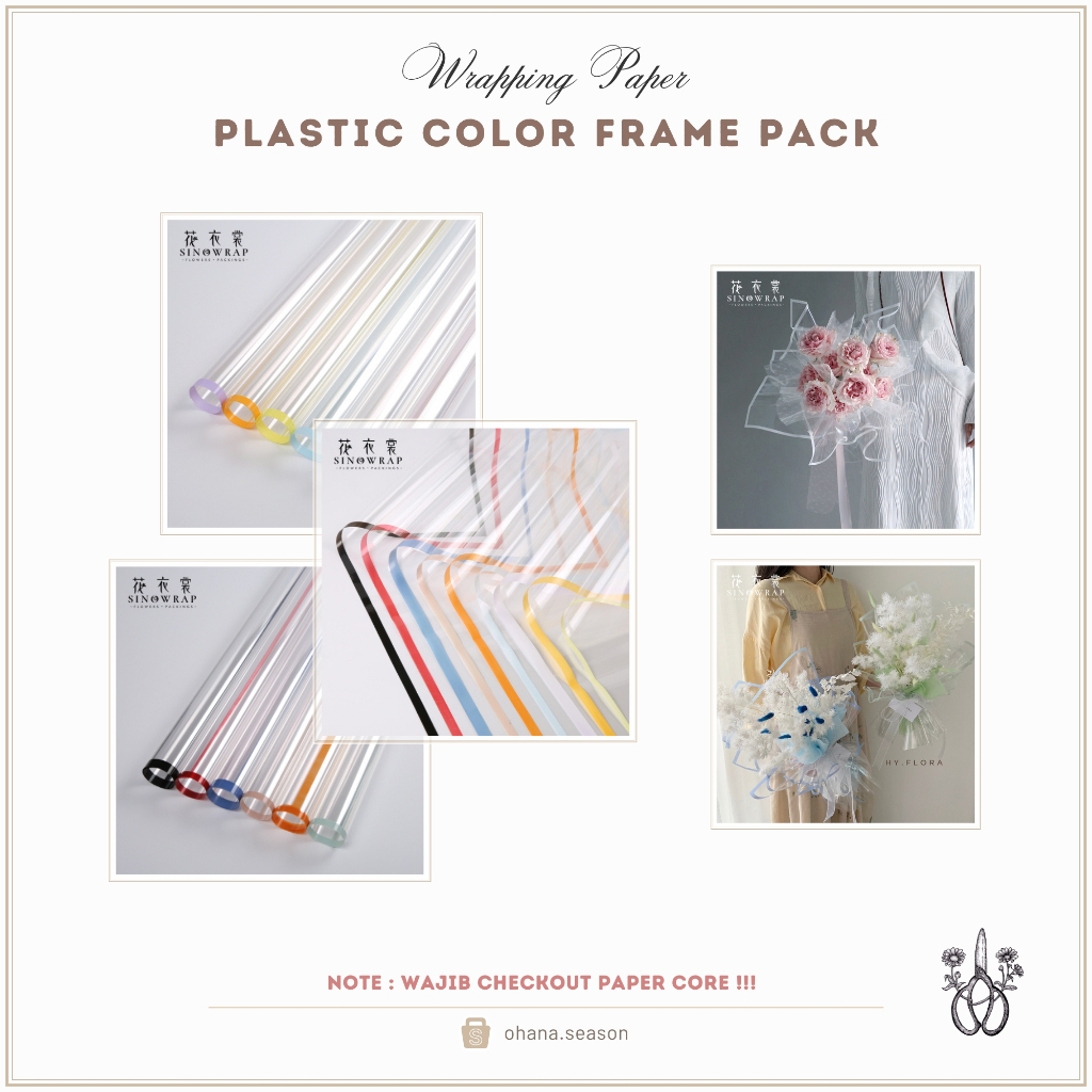 

1 PACK/20 LEMBAR Ohana Season Wrapping Paper | Kertas Bunga | Plastic Color Frame Cellophane 58x58cm