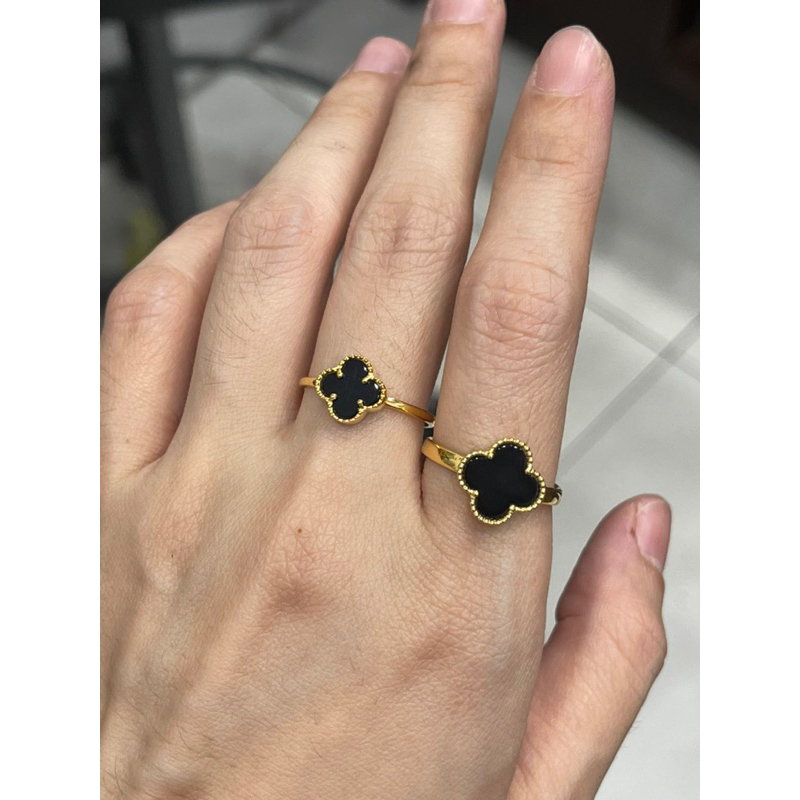 cincin clover hitam uk 16 emas asli kadar 700