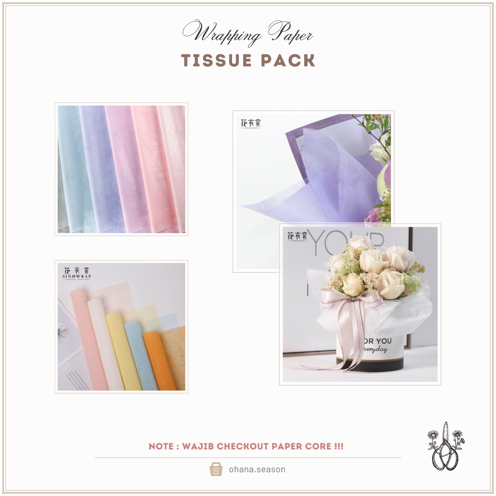

(1 PACK/20 LEMBAR) Ohana Season Floral Wrapping Paper | Kertas Bunga | Tissue 60 x 60 cm