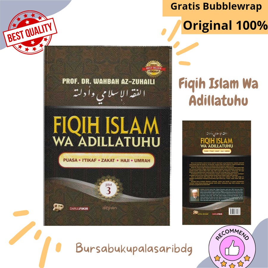 Buku Fiqih Islam Wa Adillatuhu Jilid 3 Fiqh Islam Fikih Wahbah Az Zuhaili /Gema Insani ORIGINAL