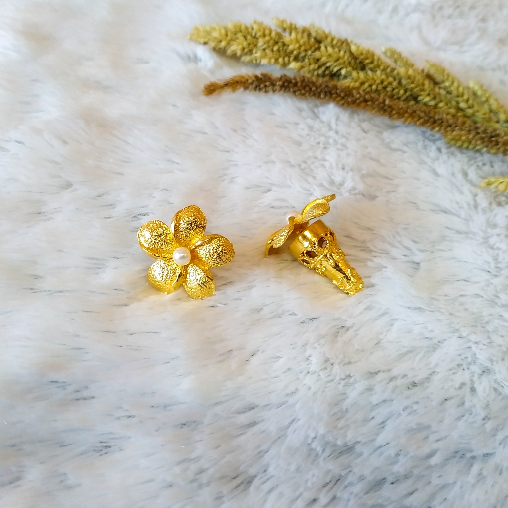 Subeng alpaka lapis emas motif jepun / kamboja mutiara