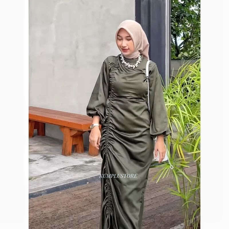 DRESS SATIN SILK PREMIUM HALUS /DRES KONDANGAN/DRESS BRIDESMAID/DRESS TUNANGAN SIMPLE /DRESS NIKAHAN