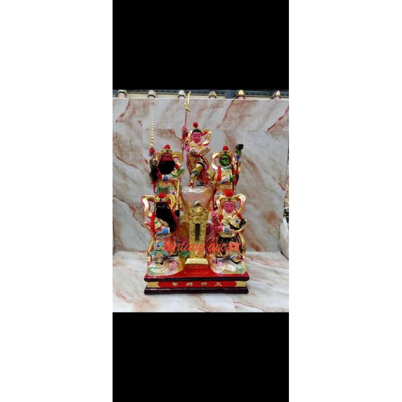 patung dewa ngo ya kun ciong 5 jendral - kayu - 19inch (s)