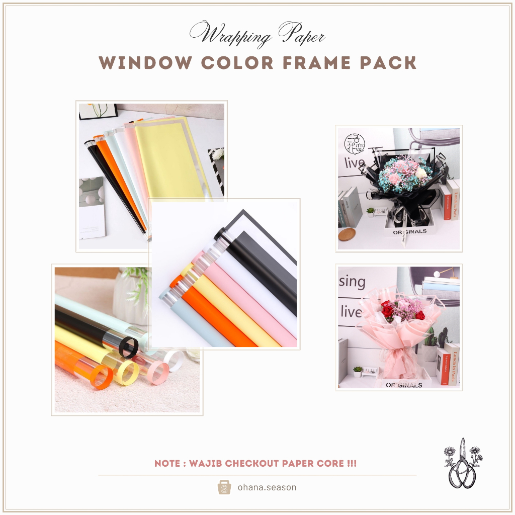 

1 PACK/20 LEMBAR Ohana Season Wrapping Paper | Kertas Bunga | Window Color Frame Cellophane 58x58 cm