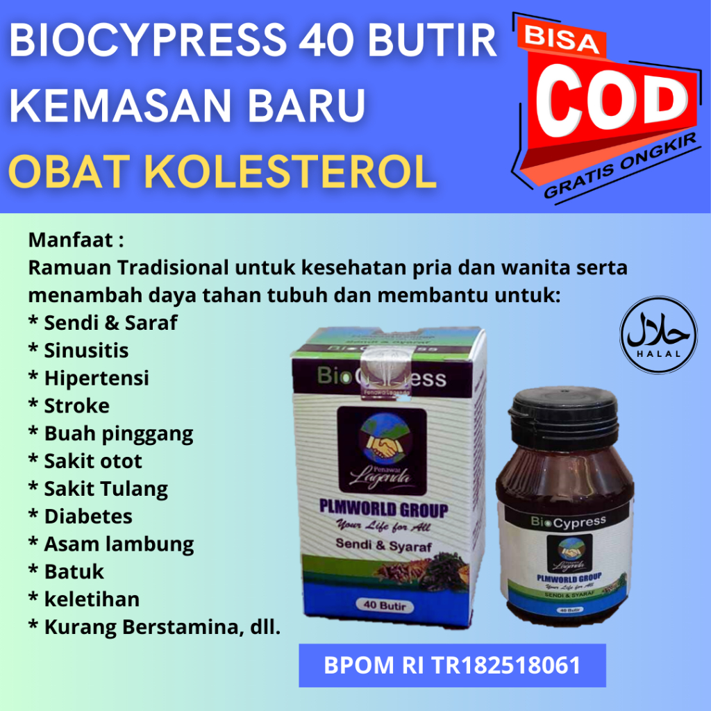 [BISA COD] KEMASAN BARU - Biocypress Original Obat Herbal Sakit Kolesterol isi 40 Butir Biocypress