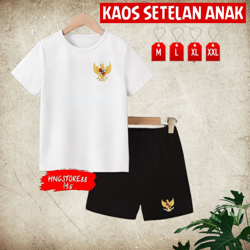Setelan Kaos Anak Garuda / Kaos Anak Laki / Perempuan / Baju Anak Usia 2-10 Tahun