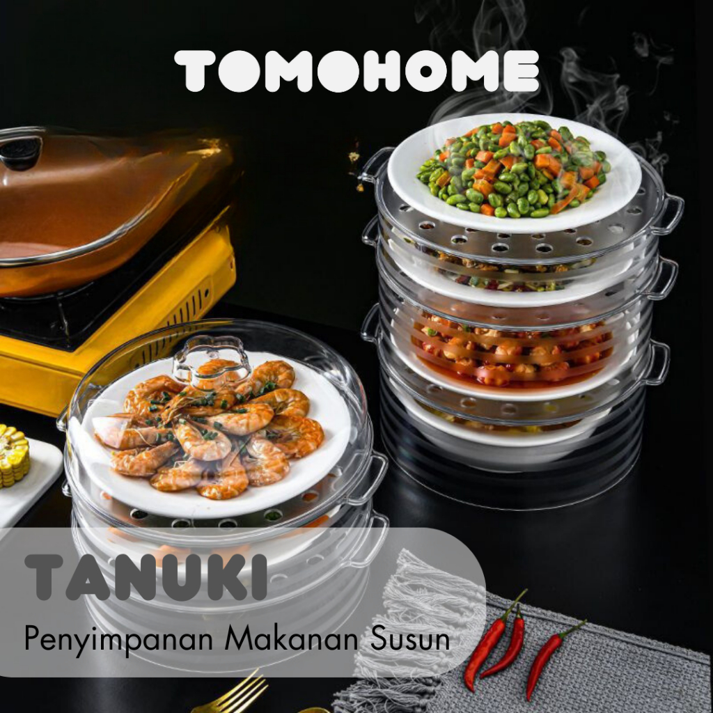 TOMO - TANUKI Tudung Saji Lauk Serbaguna Penyimpanan Sajian Tingkat Wadah Simpan Makanan Susun Rak T