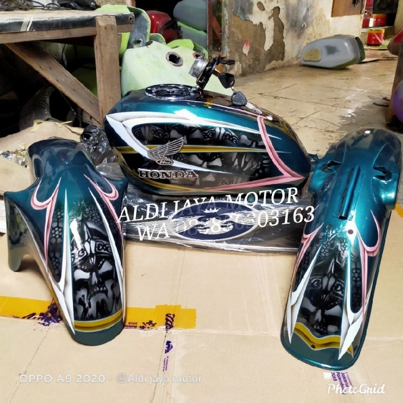 Tangki cb body set cb tutup ninja motif Airbrush terbaru Airbrush tengkorak Anti karat sudah di resi