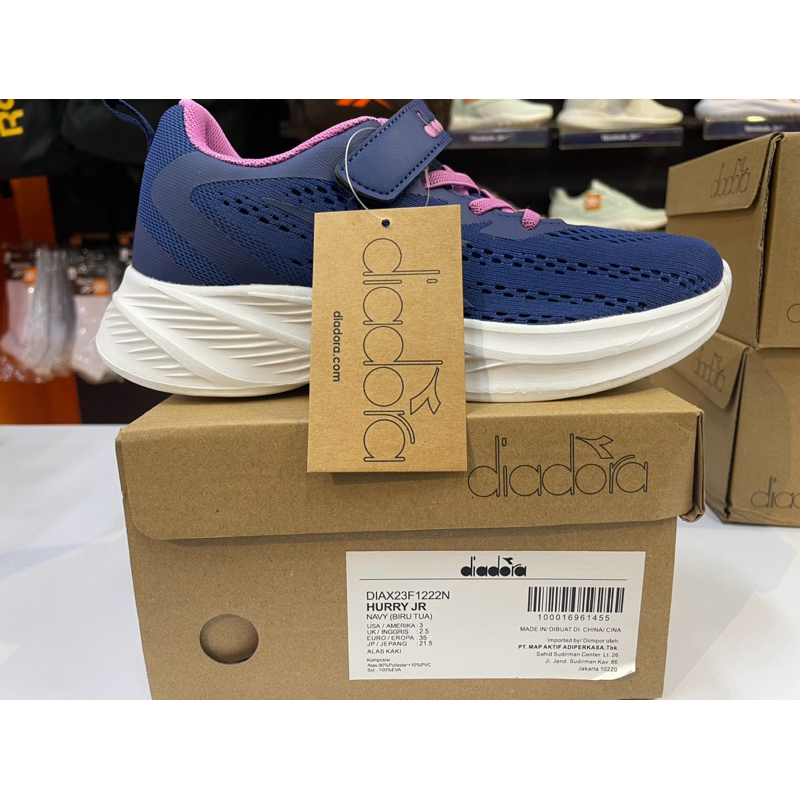 Sepatu Anak Diadora Hurry JR Warna Navy (Biru Tua) Original