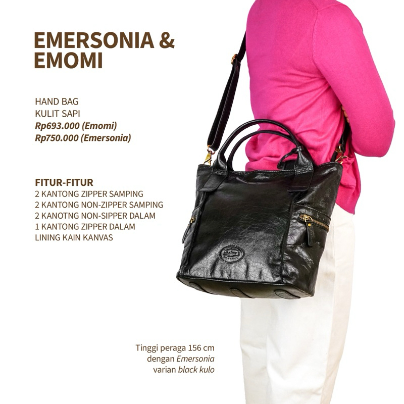 Tas Kulit Wanita ABEKANI EMERSONIA Sling Bag Kulit Asli Dilengkapi Tali Panjang Adjustable Tas Slemp