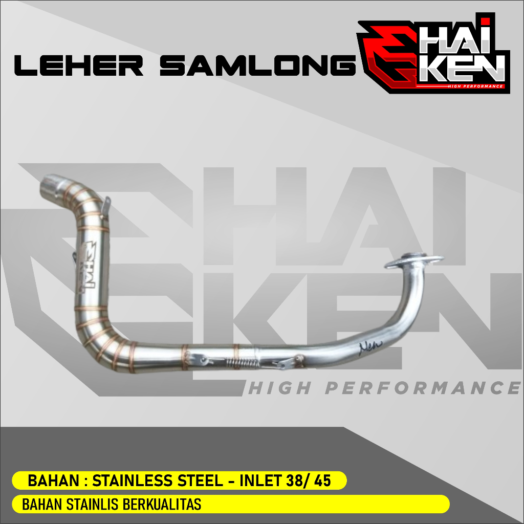 leher knalpot samlong original Haiken  bahan stainlis untuk motor matik vario nmax pcx aerox new old