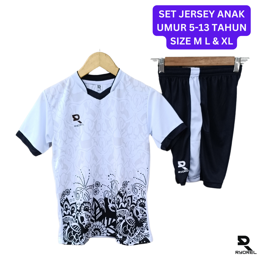 Setelan Jersey Anak Bola Sepakbola Futsal SSB Junior Putra Putri Baju Celana Motif Batik