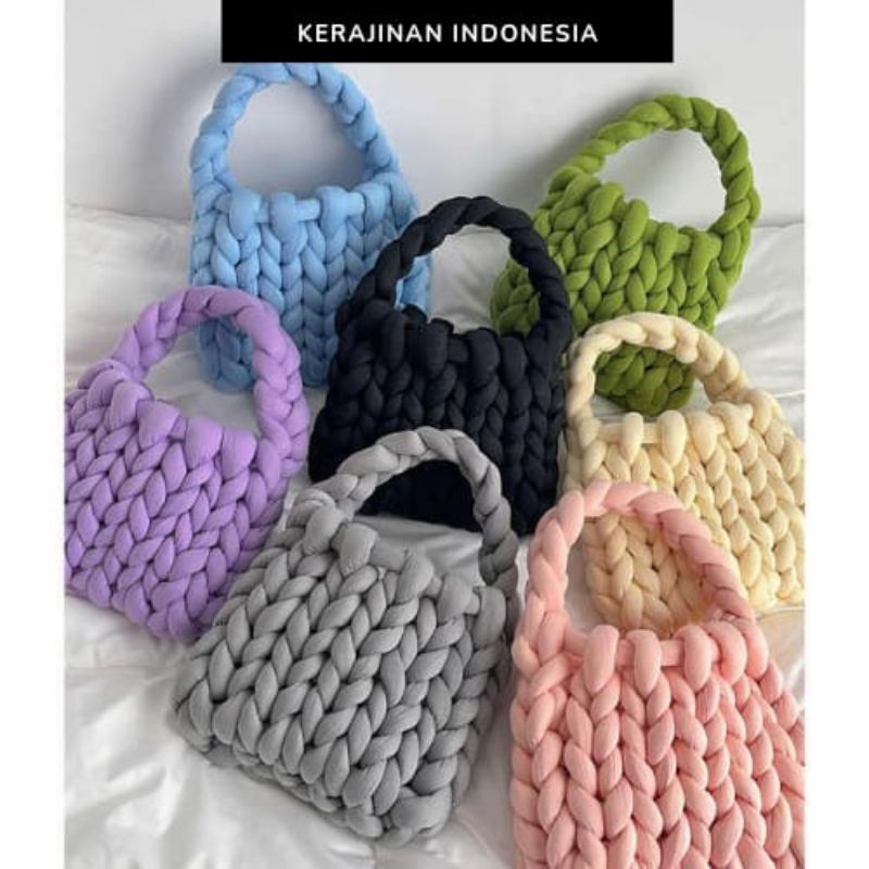 Tas wanita / Tas Murah / Chunky Yarn Bag / Tas Rajut / Tas Korea / Tas Viral / Tas Tangan / Tas Bahu