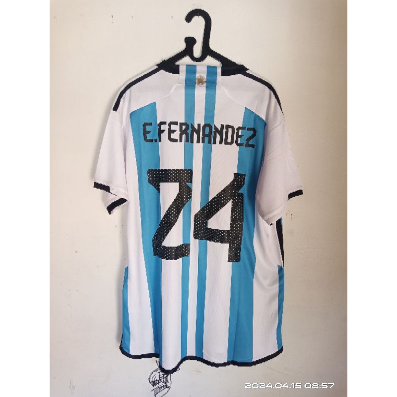 ARGENTINA HOME 2023 BINTANG 3 GRADE ORI OFFICIAL NAMESET ENZO FERNANDEZ