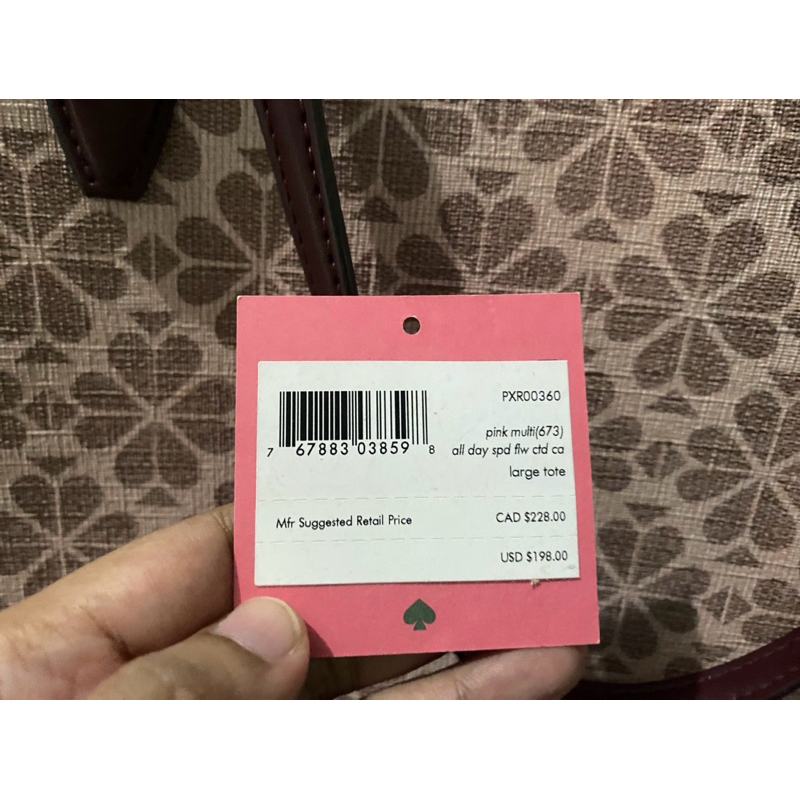 Kate spade all day spade flower coated large tote pink multi with pouch kecil