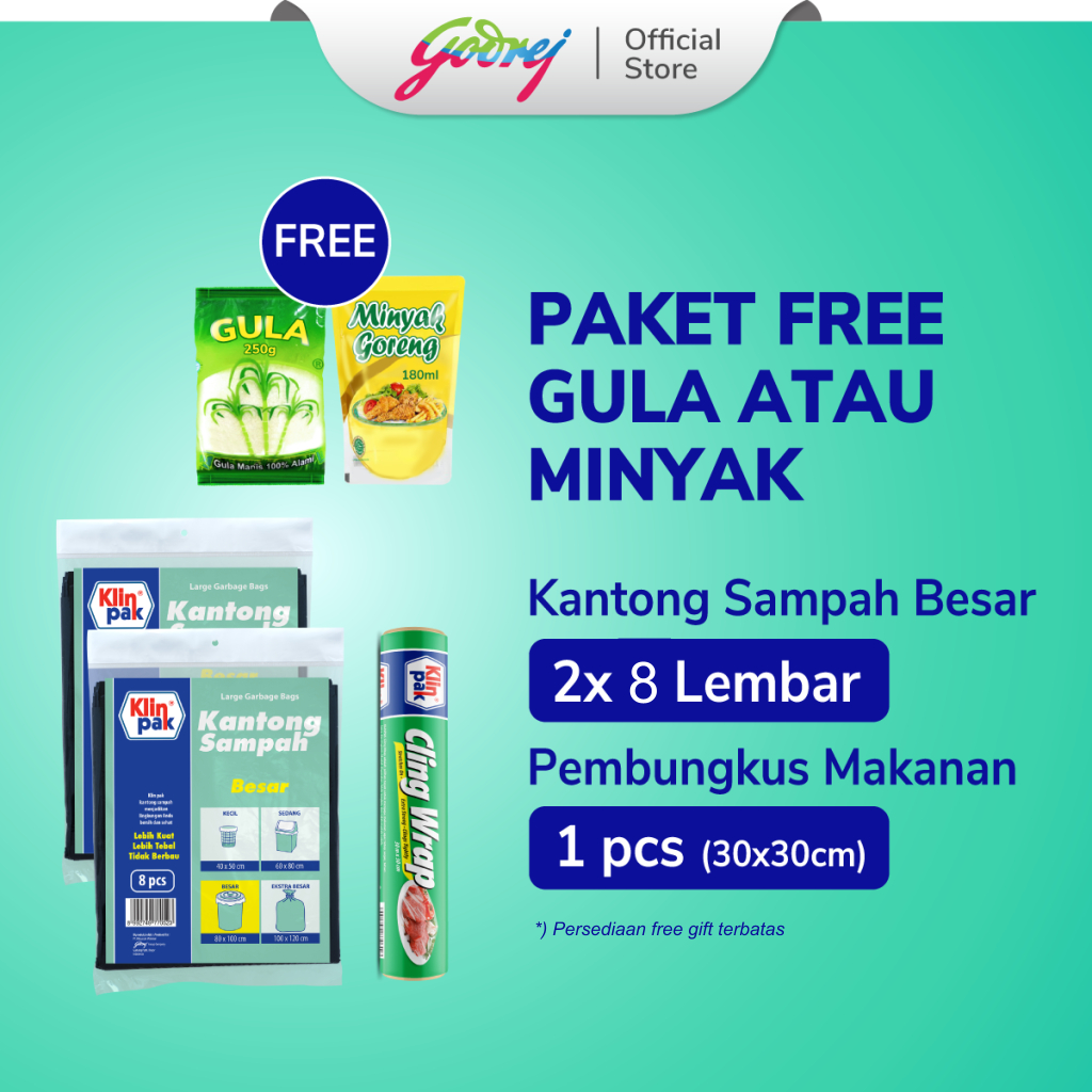 Klinpak Kantong Sampah Besar x2 + Cling Wrap Refill Reguler
