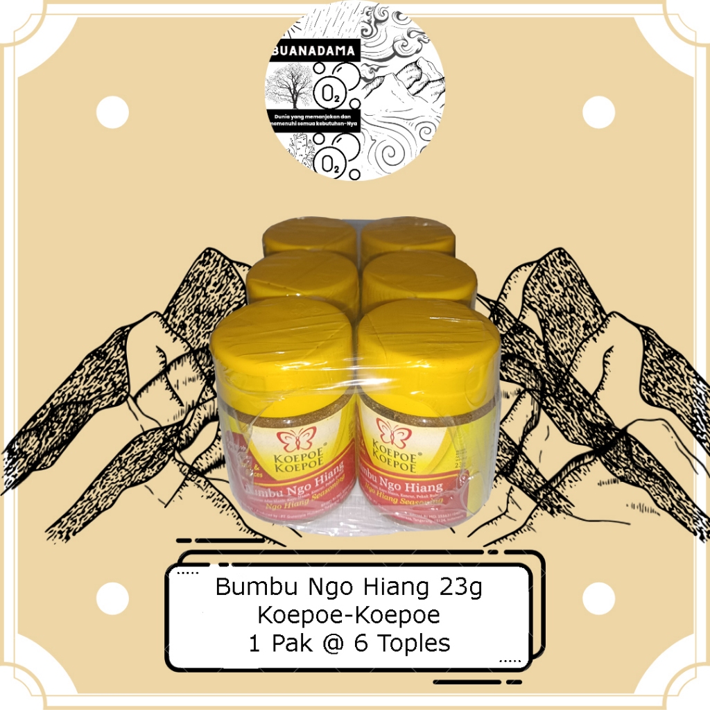 

(1 Set isi 6 toples (1/2 Lusin)) Bubuk Ngohiong Halal 23g "Koepoe-Koepoe" / Bumbu Bubuk Chinese Five Spice Premium Quality / Bumbu Ngo Hiang / Bubuk Ngo Hiang / Ngo Hiong / Five Spice Powder