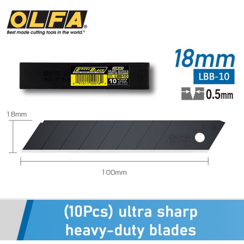 

OLFA Refill Cutter 18mm LBB-10 Spare Blade (10pcs pack)