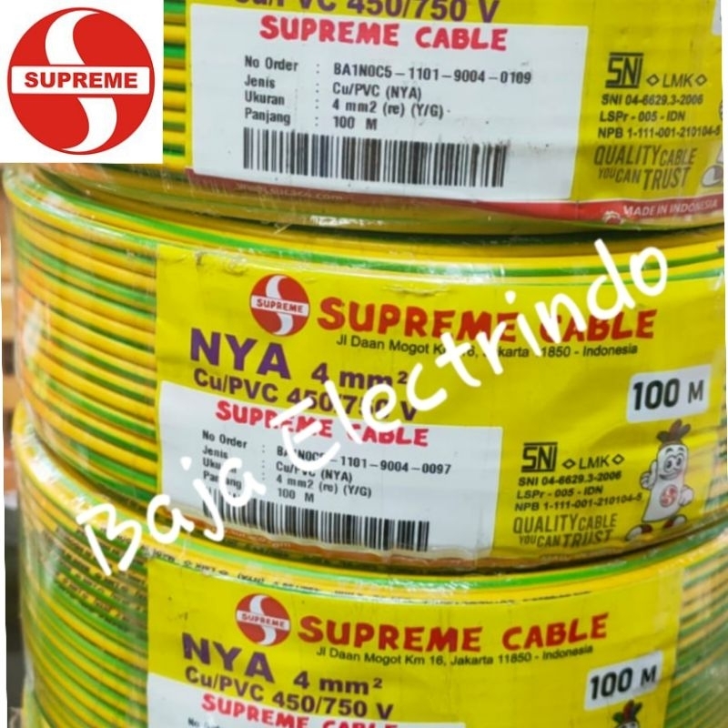 KABEL GROUNDING NYA 4MM SUPREME ROLL 100M NYA 4 MM TUNGGAL