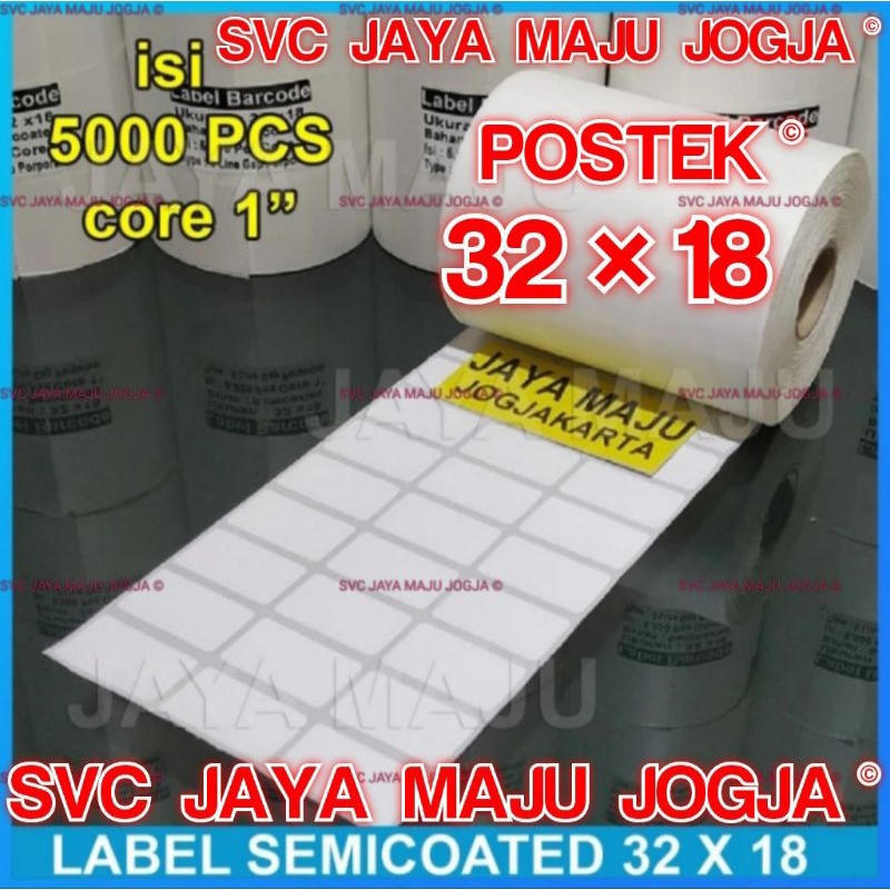 

[ POSTEK ] 32 X 18 - 3 LINE SEMICOATED - FACE IN - ISI 5.000 PCS || CORE 1" || LABEL BARCODE THERMAL TRANSFER PAKAI RIBBON - FASHION SUPERMARKET TOKO KELONTONG || 32X18 GAP - C168 C 168 G2108 G 2108 I-SERIES - ISI 5000 PCS