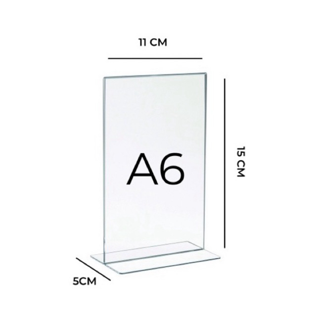 

Akrilik Display A6 | Tempat Brosur A6 | Acrylic Tent Card Holder Type T A6