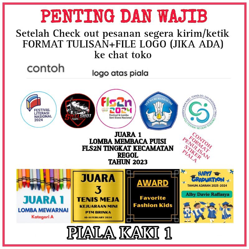 

stiker laminasi piala