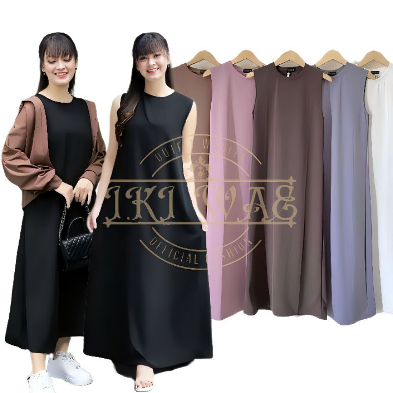 Dress Jumbo Tanpa Lengan Bahan Rayon Twill Gamis (Inner Span)