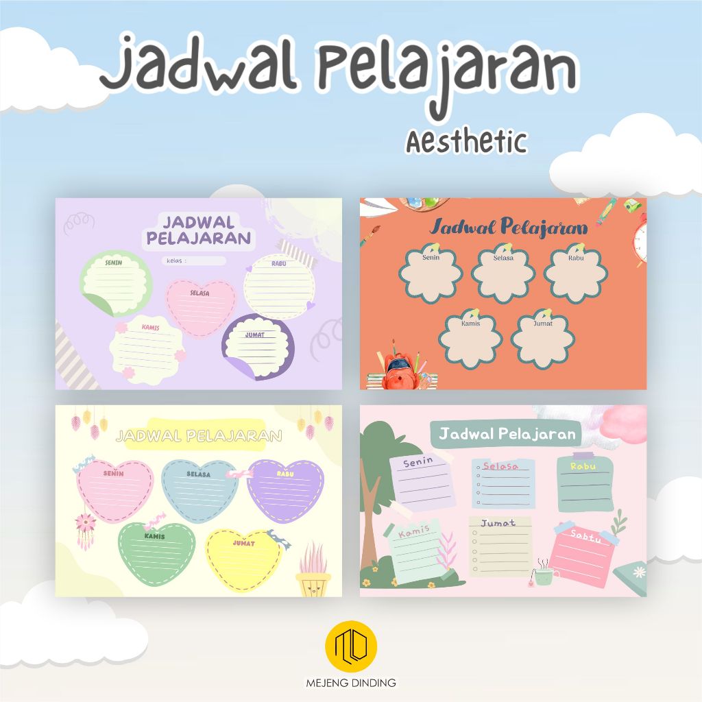 JADWAL PELAJARAN CUSTOM / POSTER PELAJARAN/ MOTIF AESTHETIC A / Poster Edukasi JADWAL PELAJARAN AEST