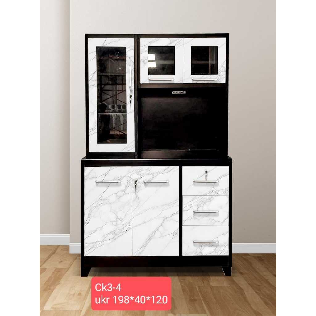 Lemari Sayur 3 Pintu Plat Besi 120cm Anti Rayap Kombinasi Warna - Kitchen Set Import Medan