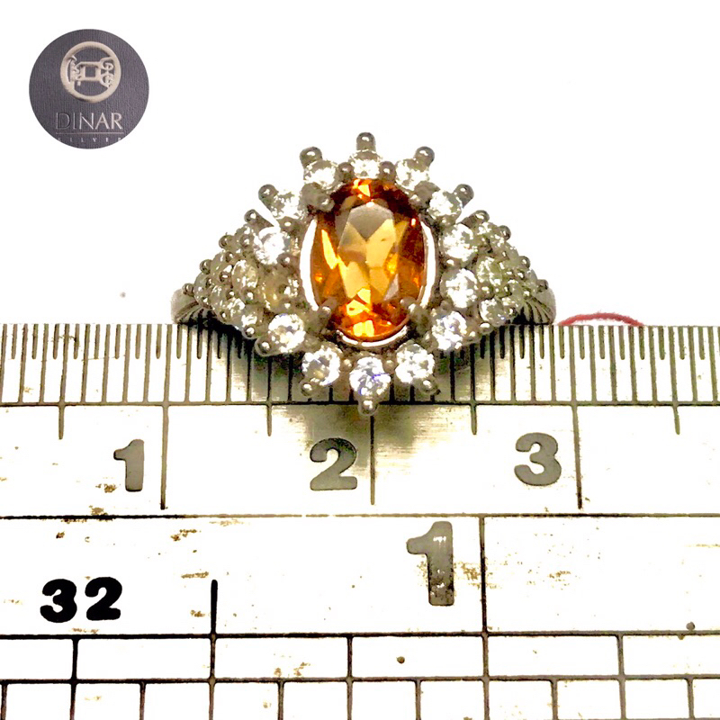 Cincin Wanita Perak Silver 925 Asli Batu Topaz Kuning Asli Alam Natural Bersih Bening-DinarJewelry-