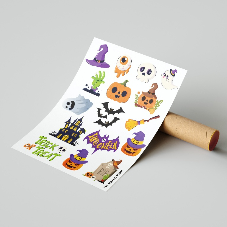 

More.art - Hellowen sticker pack,sticker sheet aeshtetic untuk dekorasi scrapbook, journaling