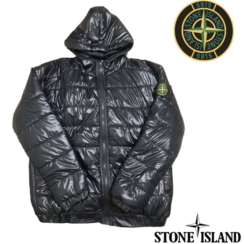Hoodie jaket gelembung Stone island pulau batu hitam second