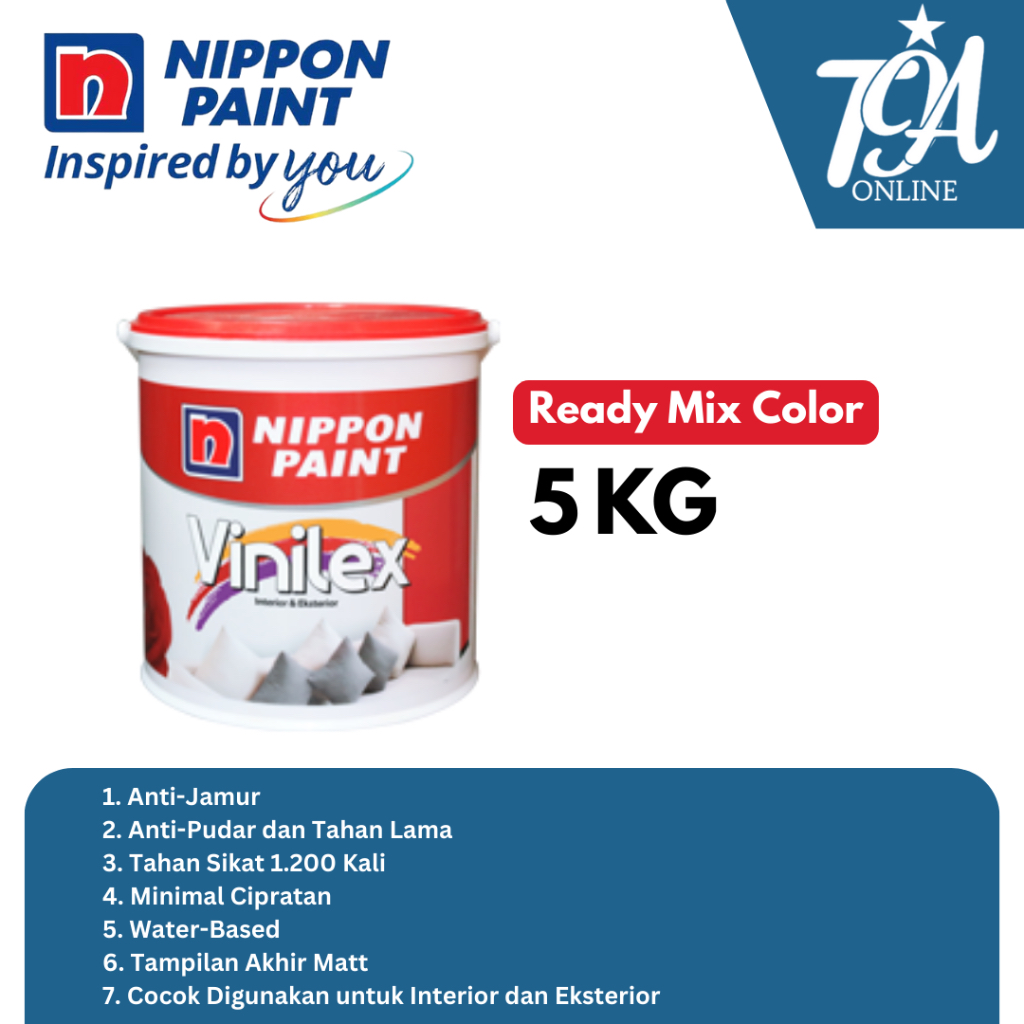 Cat Tembok Interior & Exterior Nippon Paint Vinilex Ready Mix 5 KG