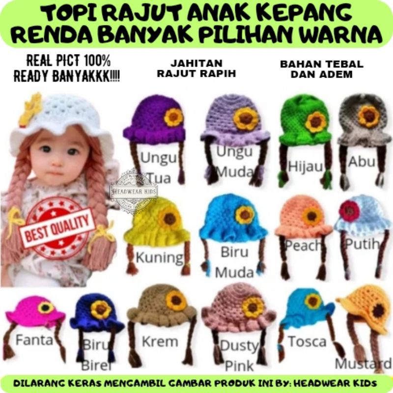 Topi Rajut Anak ( KEPANG RENDA ) PREMIUM GROSIR MURAH