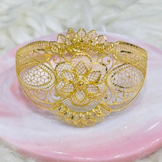 gelang bunga kerawang TL terbaru emas asli kadar 700