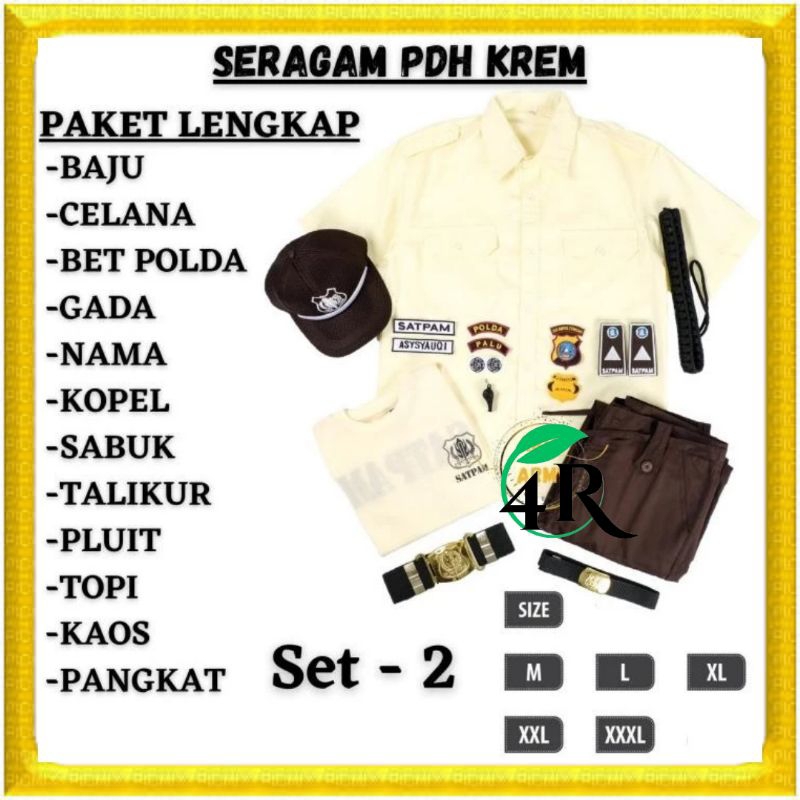 Baju Seragam PDH Security Satpam Model Terbaru Coklat Krem Cream / Pakaian Pria / Setelan Satpam / P