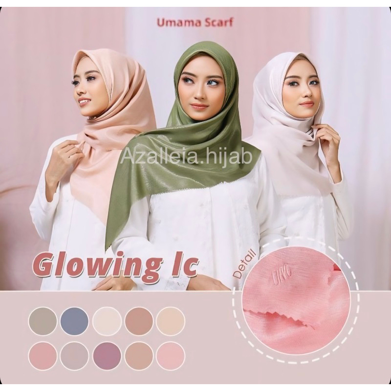 Umama Glowing LC Hijab Segiempat Polos Lasercut Bahan Cutton Lurex Tidak Licin/Jilbab Segiempat