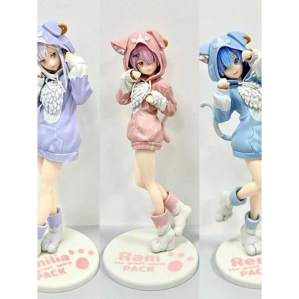 Action Figure Re zero Ram Rem Emilia 20cm Warna Warni