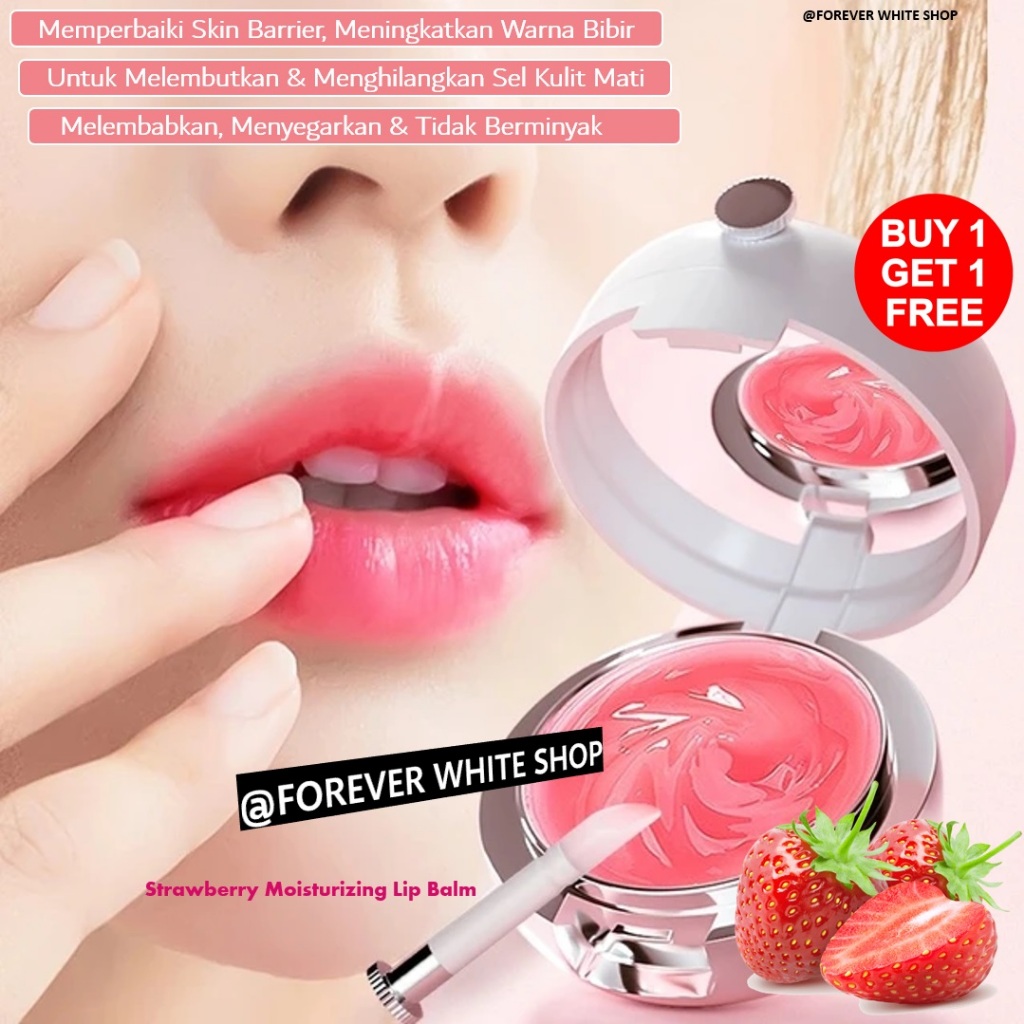 Beli 1 GRATIS 1 Strawberry SPF Lip Balm Pemerah Bibir Hitam Ampuh Termurah FWS / Lipbalm SPF Liptint