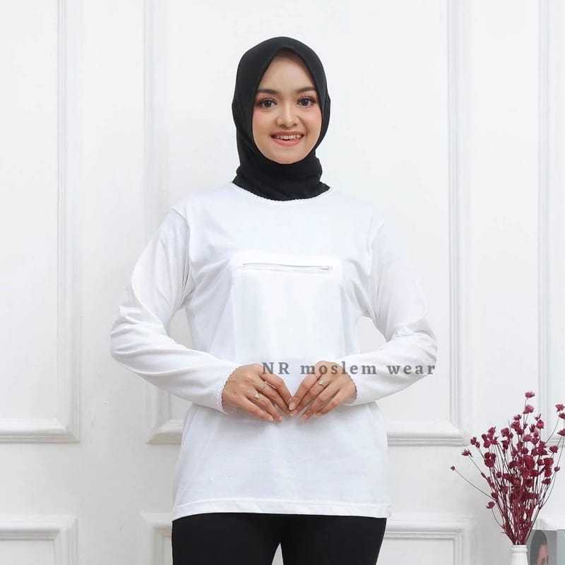 Kaos Dalam Lengan Panjang Haji Dan Umroh Wanita Warna Putih | Singlet Tangan Panjang