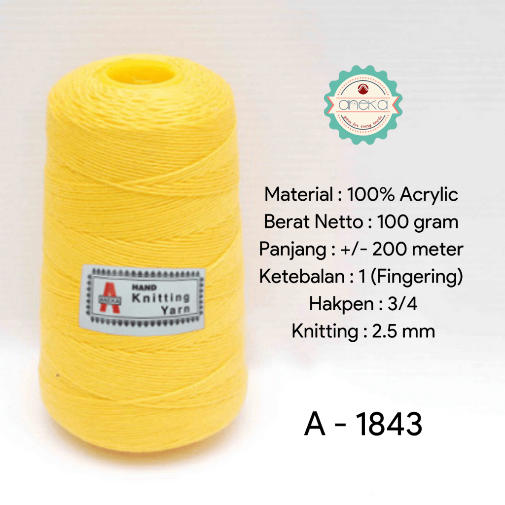 ANEKA - Benang Rajut Aneka / Acrylic Yarn - 1843 (Kuning)