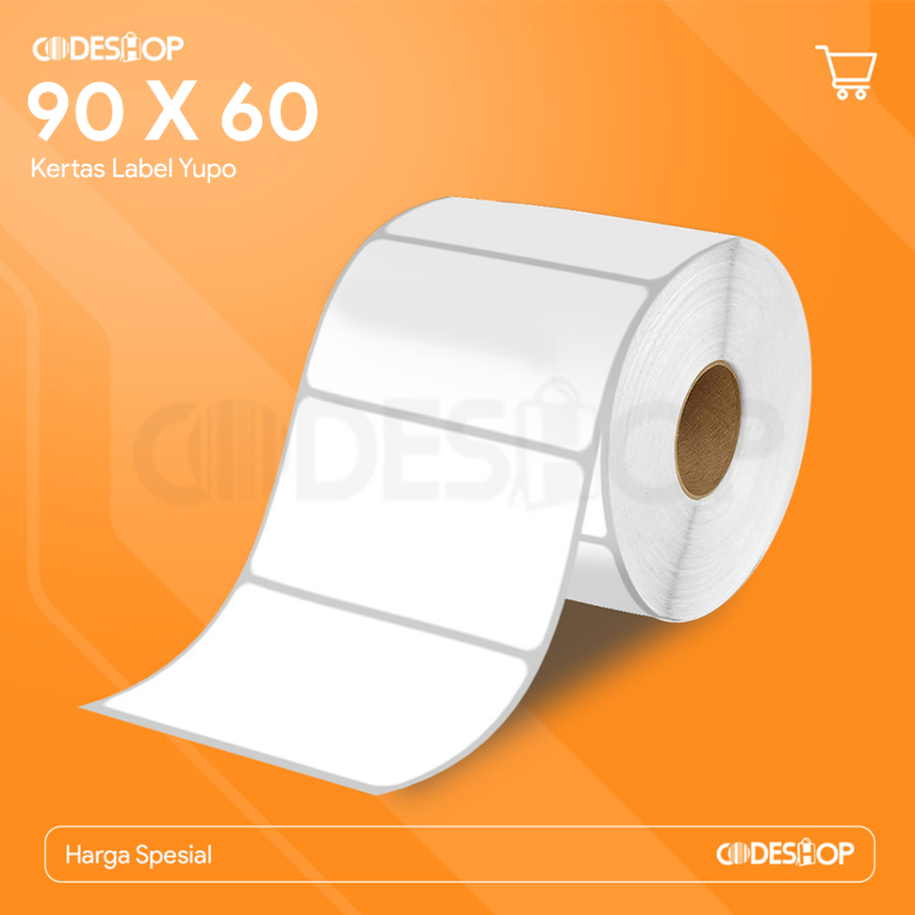 

Stiker Label Yupo 90 x 60 / 90x60 mm Kertas Barcode 90x60mm Tahan Air