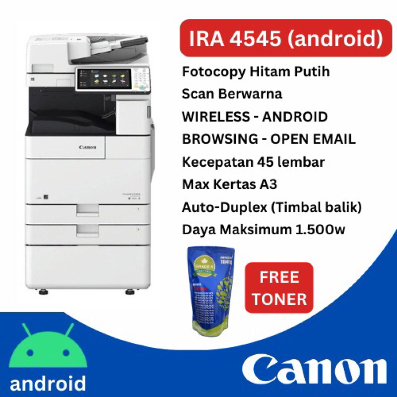 CANON IRA 4545 (ANDROID) - MESIN FOTOCOPY REKON EROPA 98% (ex JERMAN)