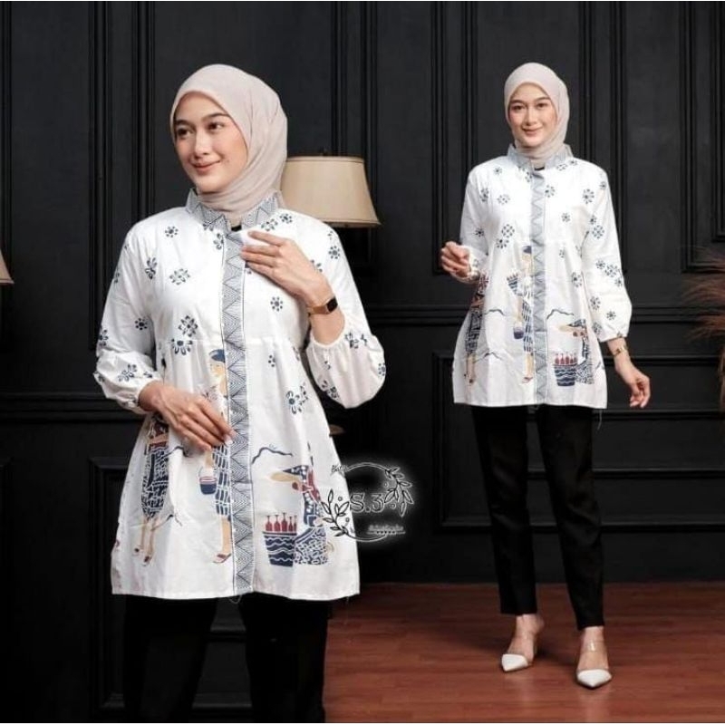 Atasan Batik Wanita Modern Seragam kerja Seragam Kantor