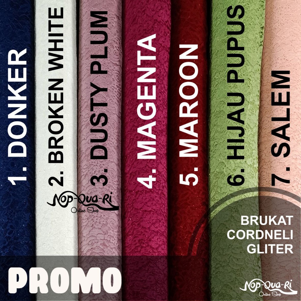Kain Premium Brokat - Brukat Corneli Gliter Polos Warna Benang Timbul Lace - 0,5m Panjang
