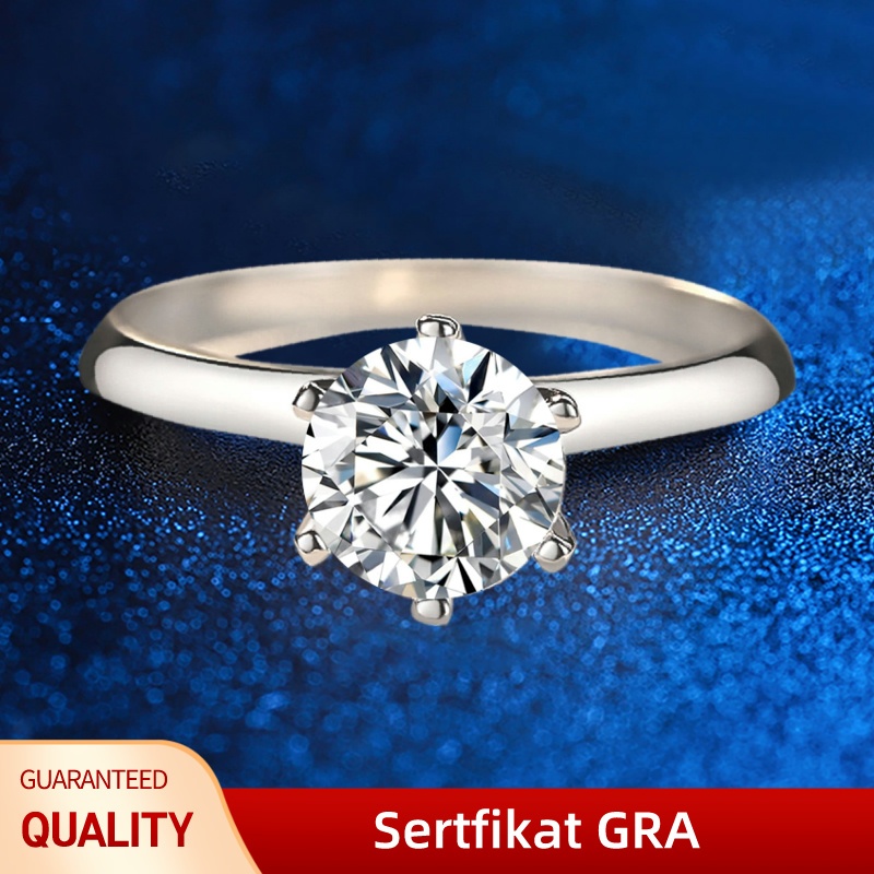 Cincin Moissanite Sertifikat GRA Original Aksesoris Wanita Perhiasan Silver 925 Lapis Emas 18K cinci