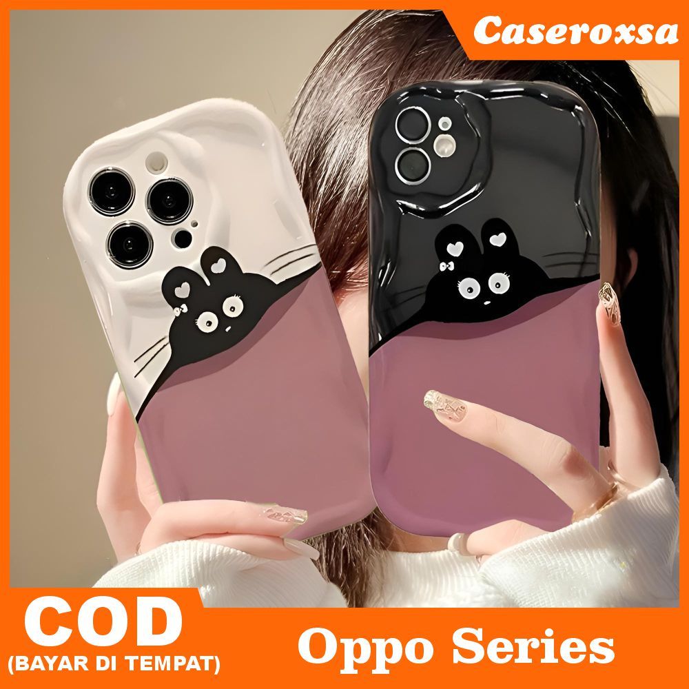 Case Oppo A3S A5 A5 2020 A9 2020 A18 A38 Softcase Wavy Couple Cute Cat 2 Color TPU Soft Silicon Prem