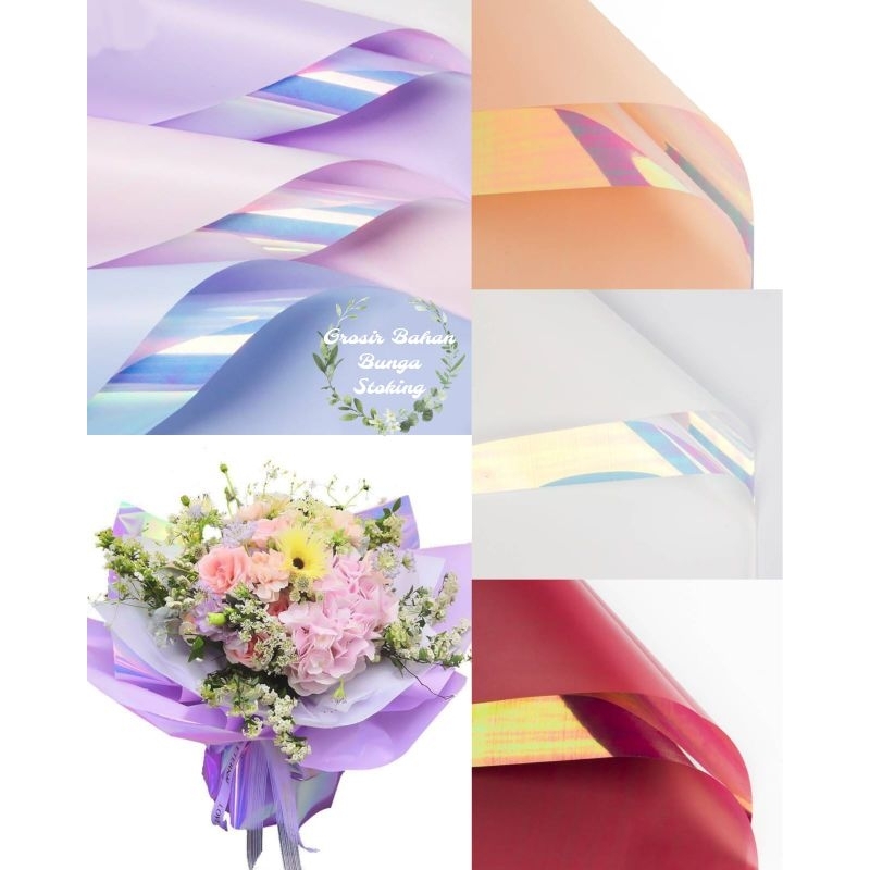 

1 Lembar Dan 5 Lembar Bicolor Hologram - Cellophane Hologram - Flower Wrapping Paper